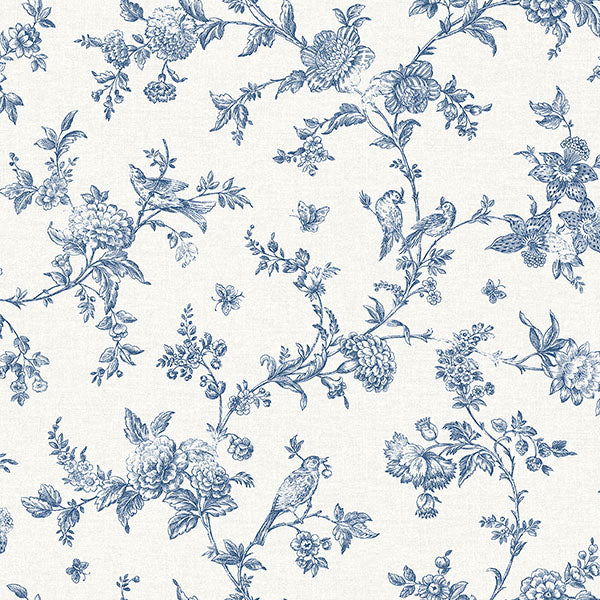media image for Nightingale Navy Floral Trail Wallpaper from the Delphine Collection by Brewster 277