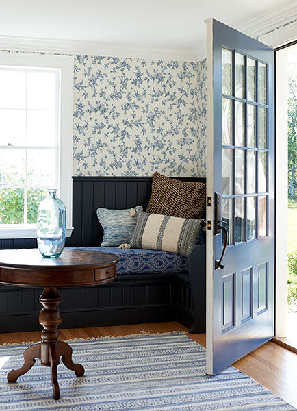 media image for Nightingale Navy Floral Trail Wallpaper from the Delphine Collection by Brewster 238