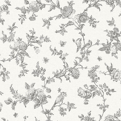 product image of Nightingale Charcoal Floral Trail Wallpaper from the Delphine Collection by Brewster 576