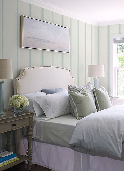 product image for Linette Seafoam Fabric Stripe Wallpaper from the Delphine Collection by Brewster 24