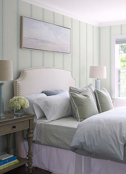 media image for Linette Seafoam Fabric Stripe Wallpaper from the Delphine Collection by Brewster 239