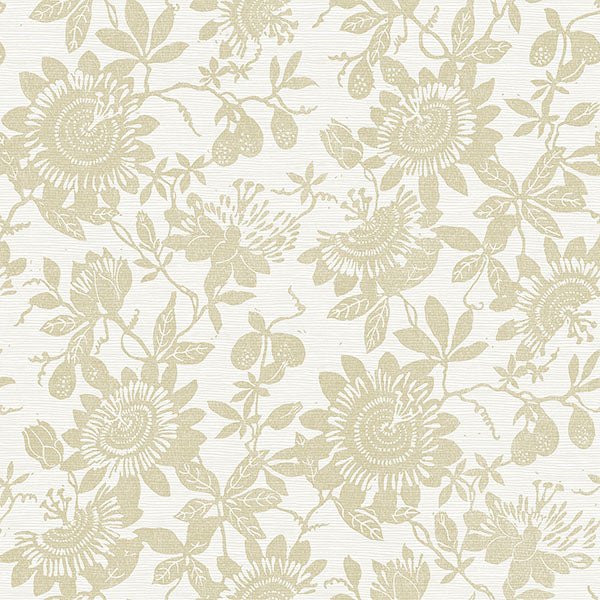 media image for Helen Gold Floral Trail Wallpaper from Georgia Collection by Brewster 229