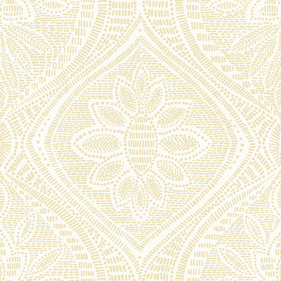 product image for Scout Light Yellow Floral Ogee Wallpaper from Georgia Collection by Brewster 56