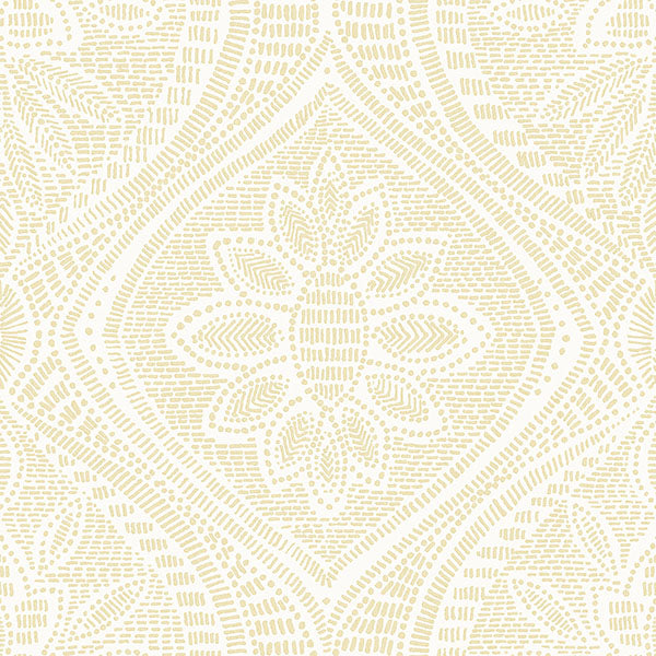 media image for Scout Light Yellow Floral Ogee Wallpaper from Georgia Collection by Brewster 219