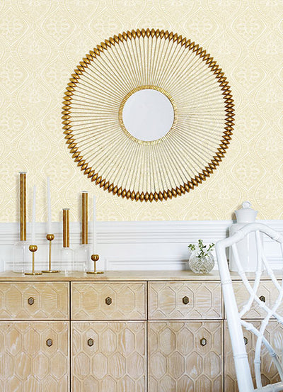 product image for Scout Light Yellow Floral Ogee Wallpaper from Georgia Collection by Brewster 13