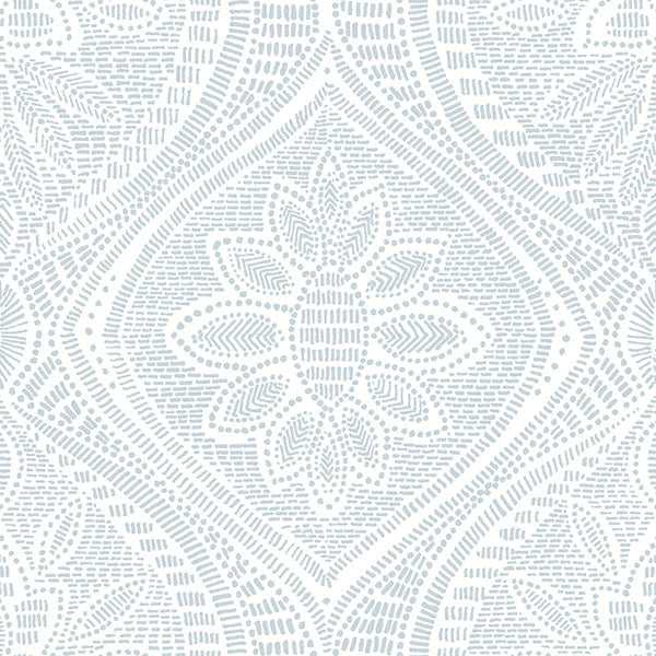 media image for Scout Light Blue Floral Ogee Wallpaper from Georgia Collection by Brewster 256