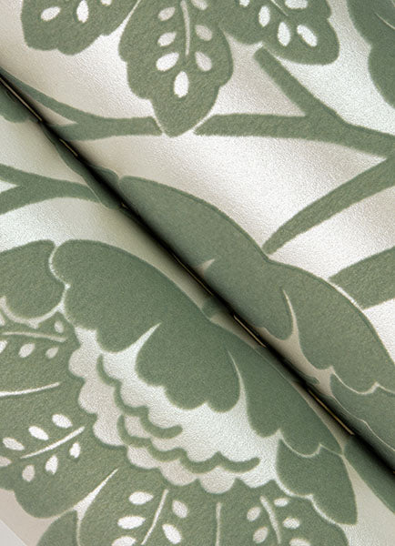 media image for Augusta Seafoam Flock Damask Wallpaper from Georgia Collection by Brewster 266