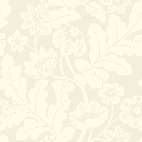 media image for Augusta White Flock Damask Wallpaper from Georgia Collection by Brewster 213