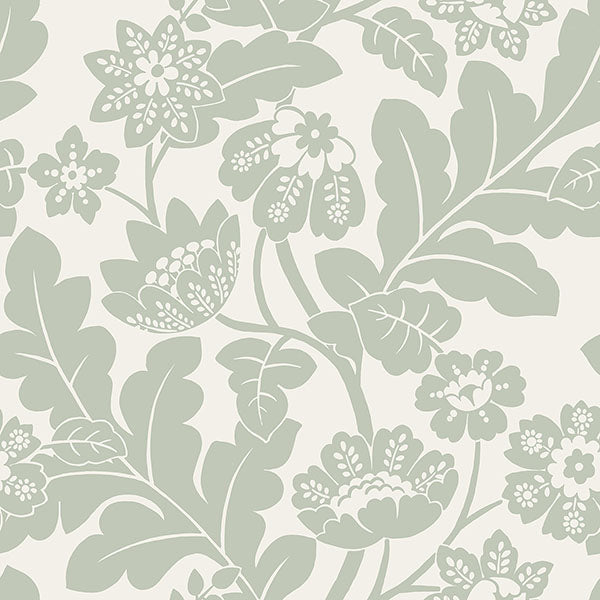 media image for Augusta Silver Flock Damask Wallpaper from Georgia Collection by Brewster 262