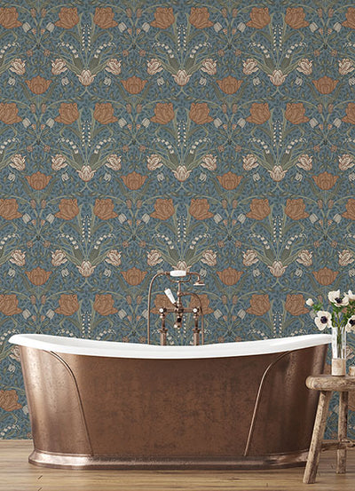 product image for fillippa blue tulip wallpaper brewster 4080 33009 5 45