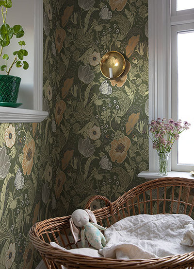 product image for anemone green floral wallpaper brewster 4080 44104 3 79