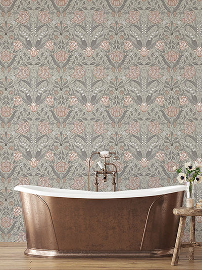 product image for filippa grey tulip wallpaper brewster 4080 44105 3 16
