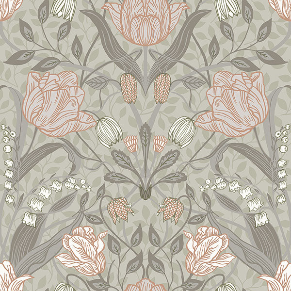 media image for Sample Filippa Grey Tulip Wallpaper 252