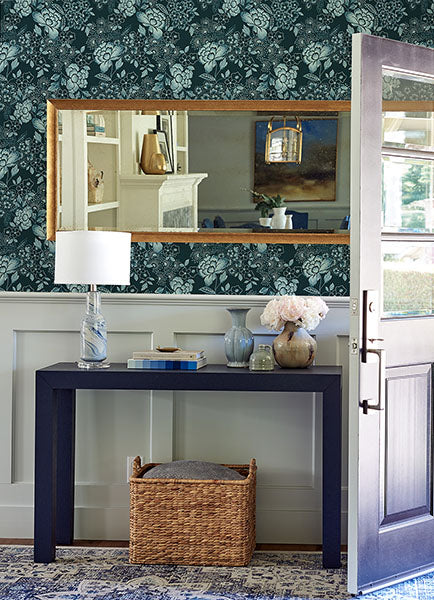media image for Irina Navy Floral Blooms Wallpaper from the Happy Collection by Brewster 261