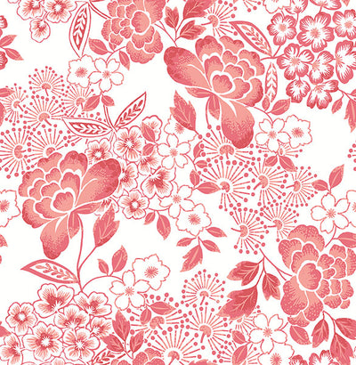 product image of sample irina coral floral blooms wallpaper from the happy collection by brewster 1 594