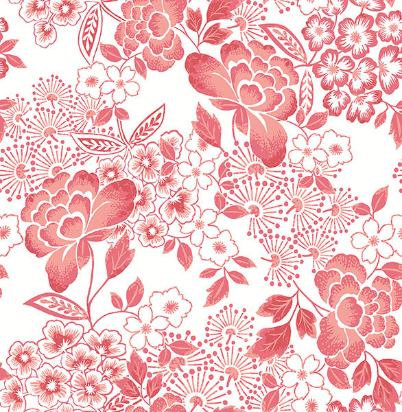 media image for sample irina coral floral blooms wallpaper from the happy collection by brewster 1 283