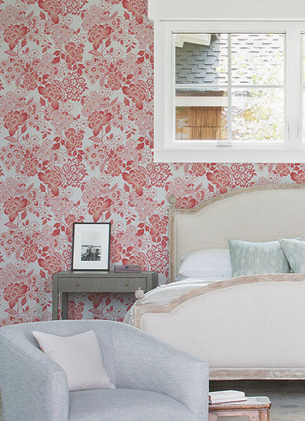 media image for Irina Coral Floral Blooms Wallpaper from the Happy Collection by Brewster 224