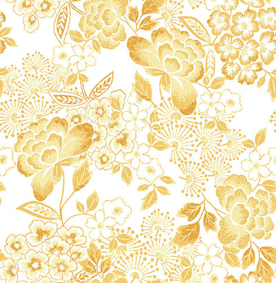 product image of Irina Yellow Floral Blooms Wallpaper from the Happy Collection by Brewster 57