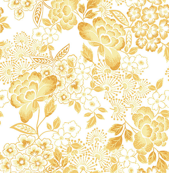 media image for Irina Yellow Floral Blooms Wallpaper from the Happy Collection by Brewster 236