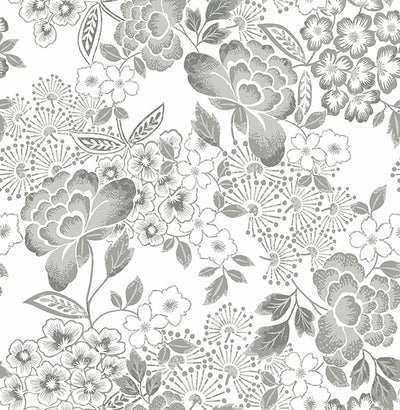 product image for Irina Grey Floral Blooms Wallpaper from the Happy Collection by Brewster 11