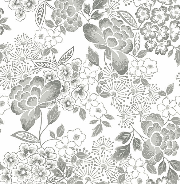 media image for Irina Grey Floral Blooms Wallpaper from the Happy Collection by Brewster 296