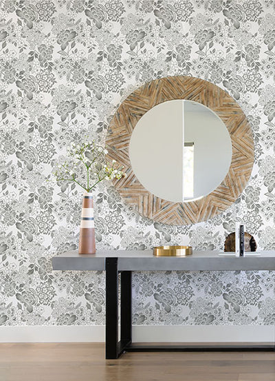 product image for Irina Grey Floral Blooms Wallpaper from the Happy Collection by Brewster 40