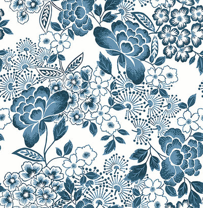 product image of Irina Blue Floral Blooms Wallpaper from the Happy Collection by Brewster 584