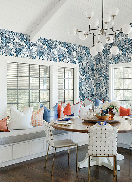 media image for Irina Blue Floral Blooms Wallpaper from the Happy Collection by Brewster 296