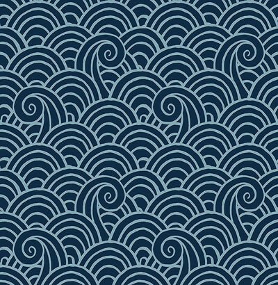 product image for Alorah Navy Wave Wallpaper from the Happy Collection by Brewster 33