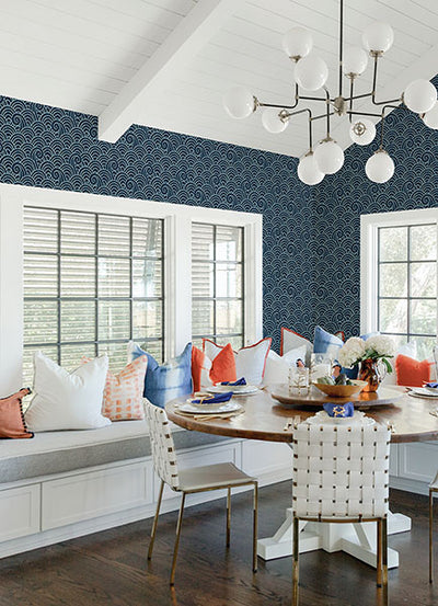 product image for Alorah Navy Wave Wallpaper from the Happy Collection by Brewster 90
