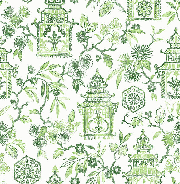 media image for sample helaine green pagoda wallpaper from the happy collection by brewster 1 271