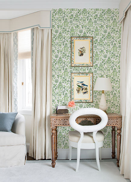 media image for Helaine Green Pagoda Wallpaper from the Happy Collection by Brewster 267