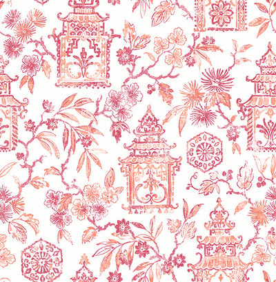 product image for Helaine Coral Pagoda Wallpaper from the Happy Collection by Brewster 77