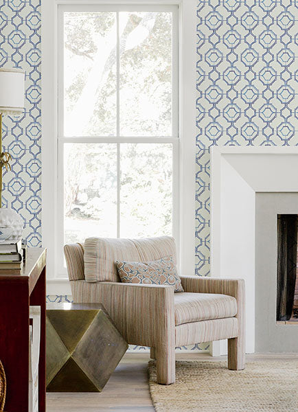 media image for Gallina Blue Trellis Wallpaper from the Happy Collection by Brewster 210