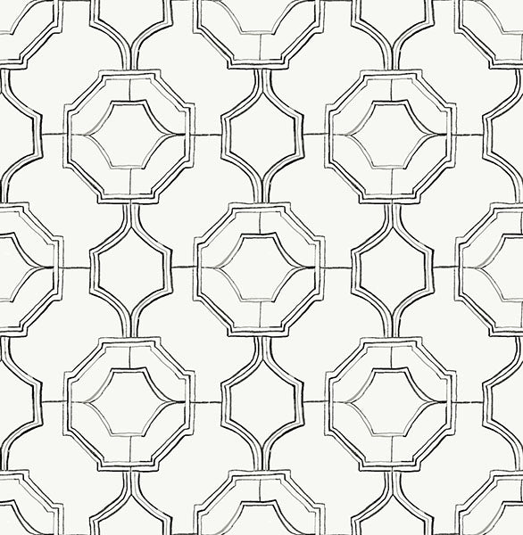 media image for sample gallina charcoal trellis wallpaper from the happy collection by brewster 1 222
