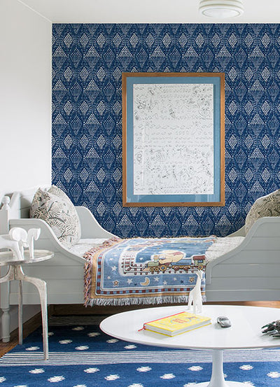 product image for Grady Blue Dotted Geometric Wallpaper from the Happy Collection by Brewster 14
