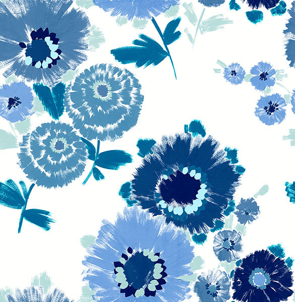 media image for sample essie blue painterly floral wallpaper from the happy collection by brewster 1 272