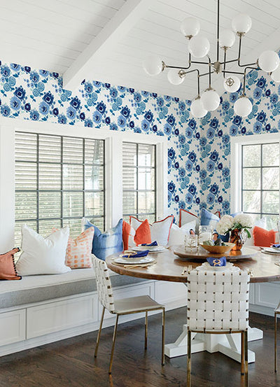 product image for Essie Blue Painterly Floral Wallpaper from the Happy Collection by Brewster 94