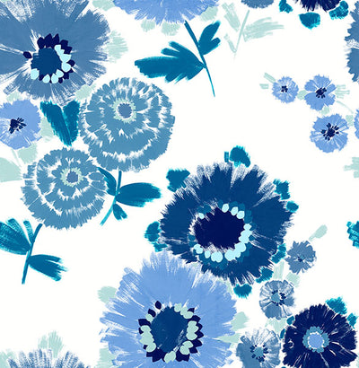 product image of Essie Blue Painterly Floral Wallpaper from the Happy Collection by Brewster 597