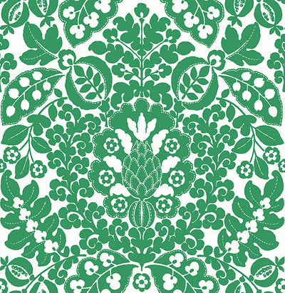 product image of sample marni green fruit damask wallpaper from the happy collection by brewster 1 544