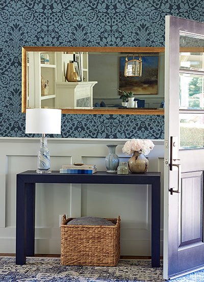product image for Marni Navy Fruit Damask Wallpaper from the Happy Collection by Brewster 35