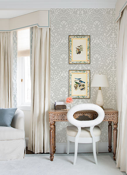 media image for Marni Grey Fruit Damask Wallpaper from the Happy Collection by Brewster 281