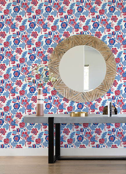 media image for Jana Red Jacobean Wallpaper from the Happy Collection by Brewster 224
