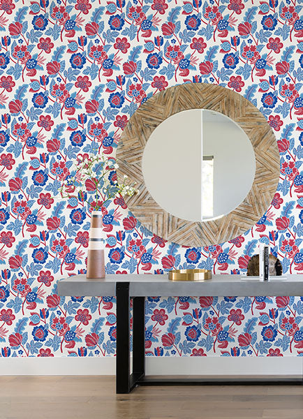 media image for Jana Red Jacobean Wallpaper from the Happy Collection by Brewster 257