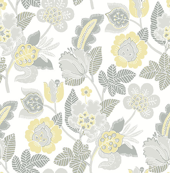 media image for Jana Light Grey Jacobean Wallpaper from the Happy Collection by Brewster 268