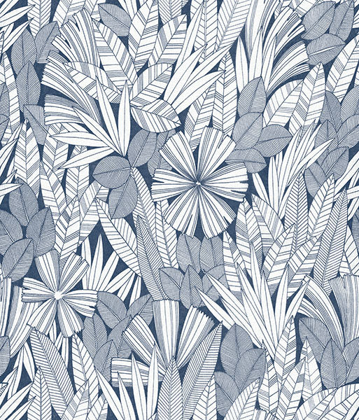 media image for Bannon Blue Leaves Wallpaper from the Happy Collection by Brewster 231