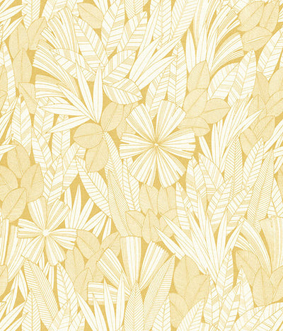product image of sample bannon yellow leaves wallpaper from the happy collection by brewster 1 593