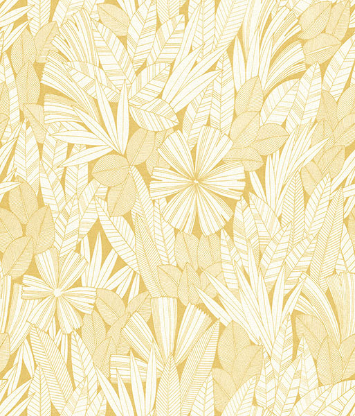 media image for Bannon Yellow Leaves Wallpaper from the Happy Collection by Brewster 26