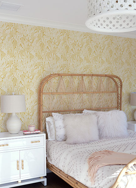 media image for Bannon Yellow Leaves Wallpaper from the Happy Collection by Brewster 239