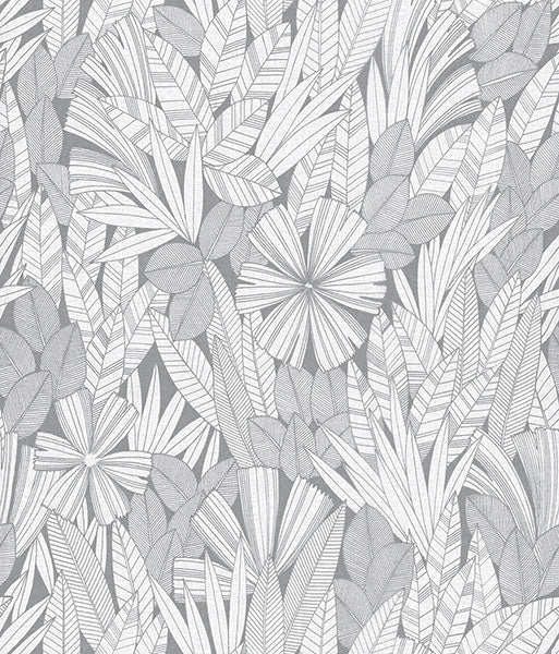 media image for sample bannon grey leaves wallpaper from the happy collection by brewster 1 266